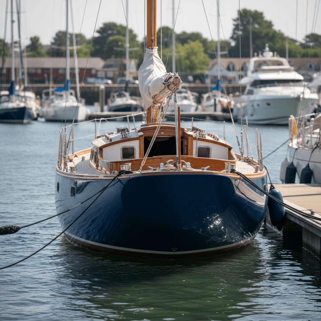 Completed yacht restoration at Hamble-le-Rice marina